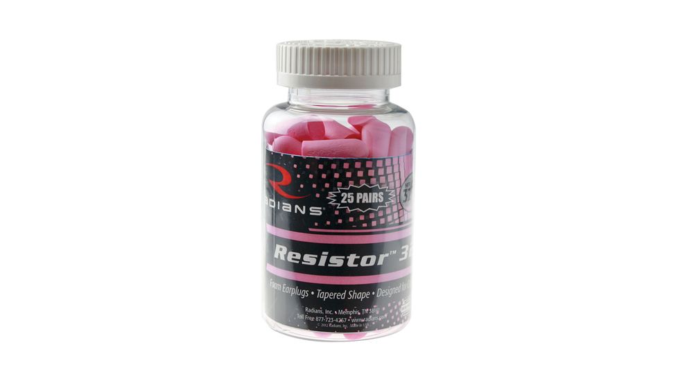 Radians Disposable Foam Earplugs Pink 25 Pair Uncorded Resealable Jar