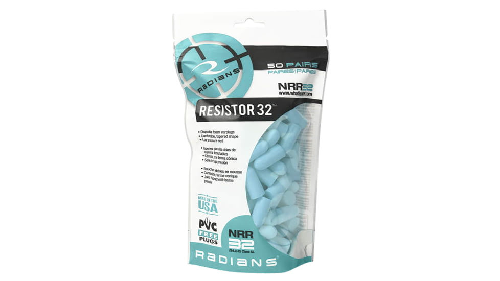 Radians FP70ABG/50 Resistor Earplugs Foam 32 DB In The Ear Aqua Blue Adult 50 Pa