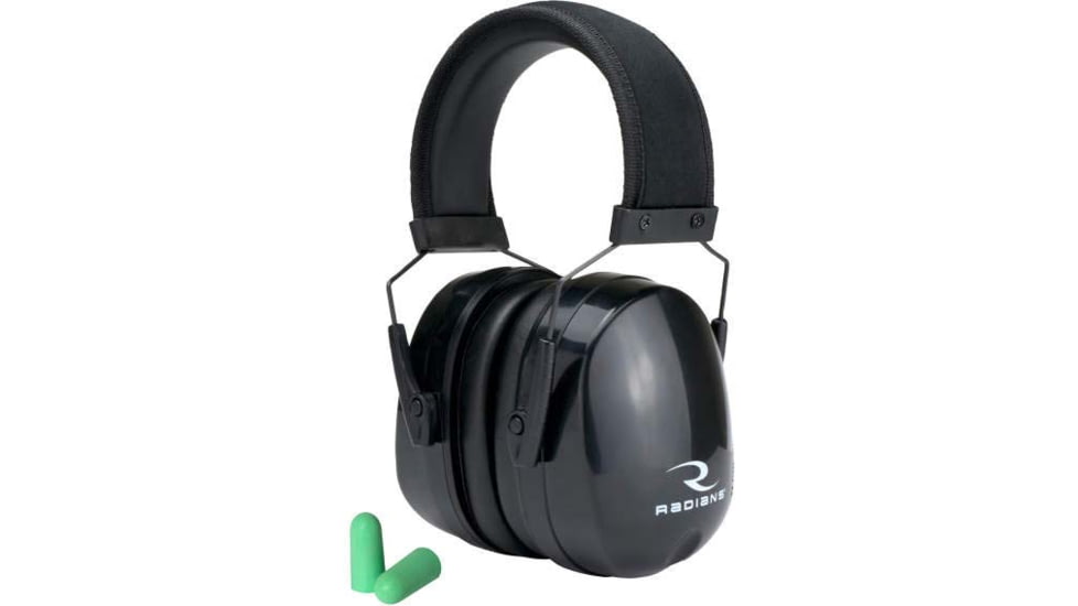Radians Maximus Premium Passive NRR 28 Ear Muff w/ Free Plugs, Black, MX0100CS