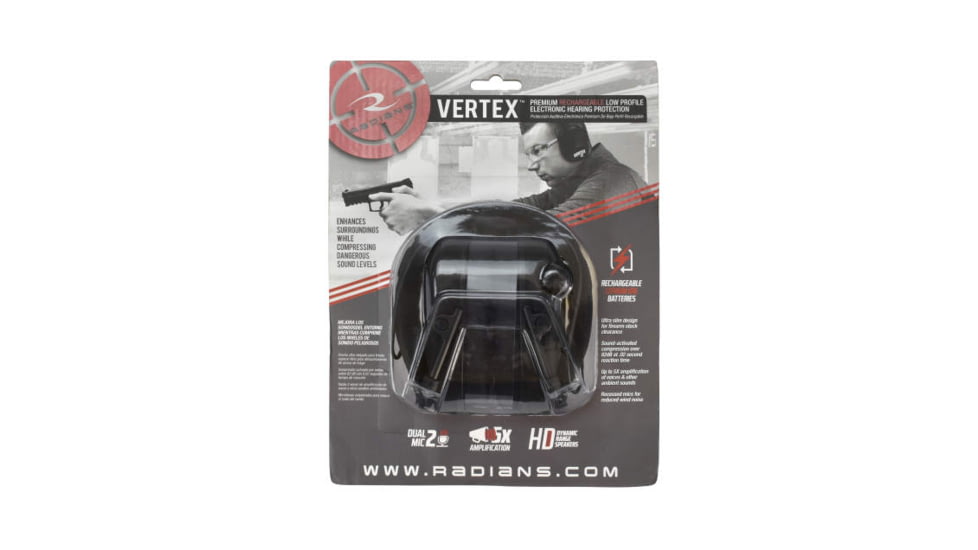 Radians VX0110CS Vertex Electronic Muff 85 DB Over The Head Black Ear Cups With
