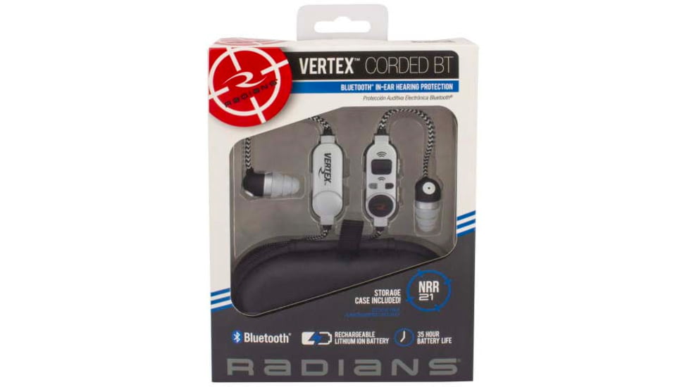 Radians VXBTAC10 Vertex Electronic Ear Buds 85 DB In The Ear Black/Gray VX-BTAC10