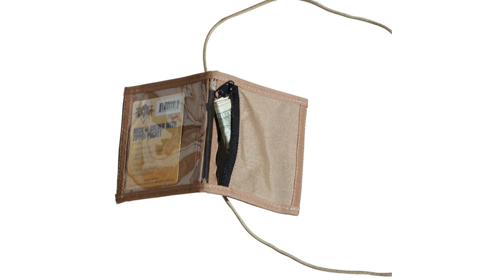 Raine Tactical Gear Neck ID Holder w/ Zipper Pocket, Desert Tan, 025JNZT