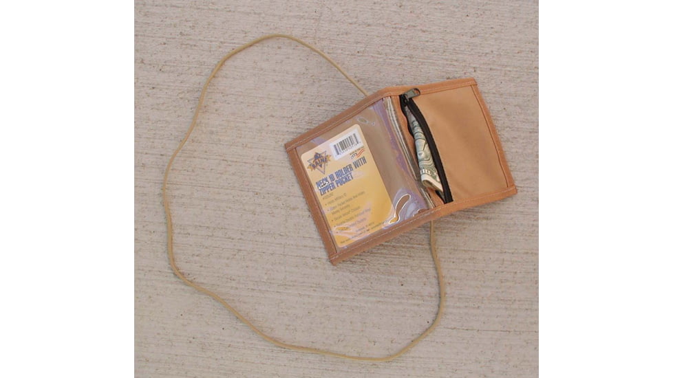 Raine Tactical Gear Neck ID Holder w/ Zipper Pocket, Desert Tan, 025JNZT