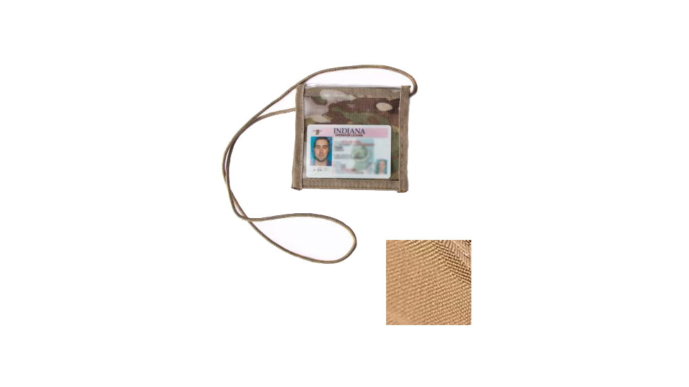Raine Tactical Gear Neck ID Holder w/ Zipper Pocket, Heavy-duty vinyl, Coyote Brown, 025JNZCY