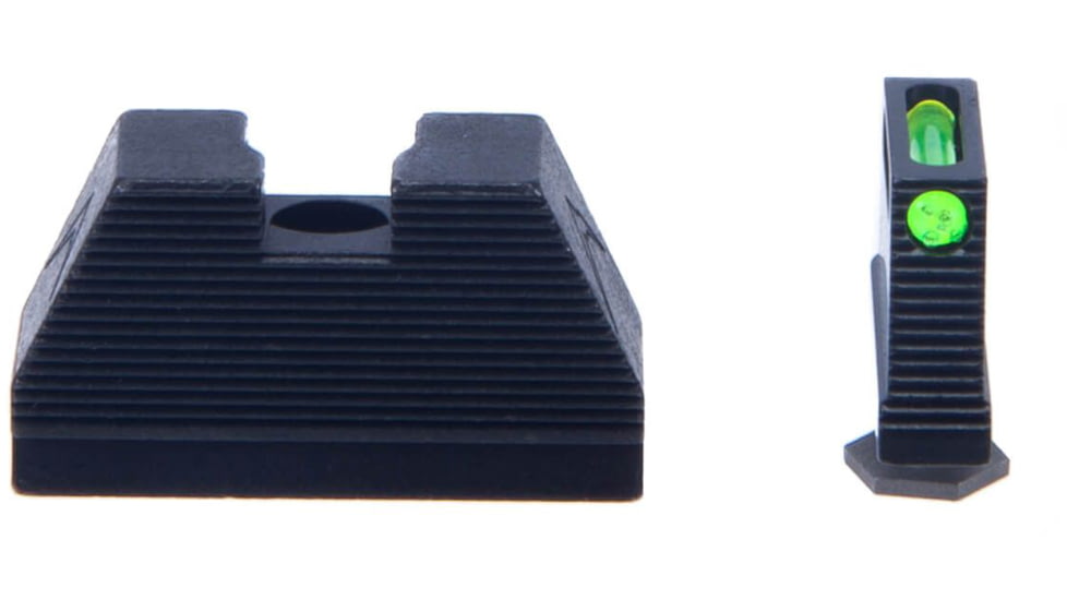 Rainier Arms Fiber Optic Suppressor Height Sight Set For Glock, Logo, Black, RA-GLK-FO-SUP-SET-LG