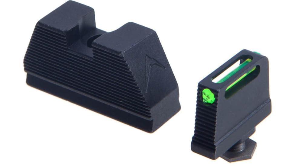 Rainier Arms Fiber Optic Suppressor Height Sight Set For Glock, Logo, Black, RA-GLK-FO-SUP-SET-LG