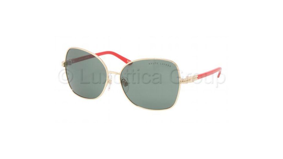 Ralph Lauren RL 7028 Sunglasses, Shiny Gold Frame / Gray Green Lenses, 900471 5814