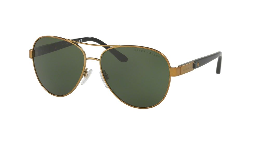 Ralph Lauren RL7054Q Sunglasses 932471-59 - Antique Brass Frame, Black Lenses