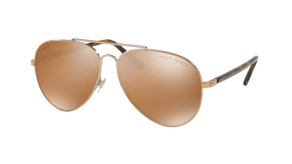 Ralph Lauren RL7058 Sunglasses 93362T-62 - Rose Gold Frame, Brown Mirror Gold Polar Lenses