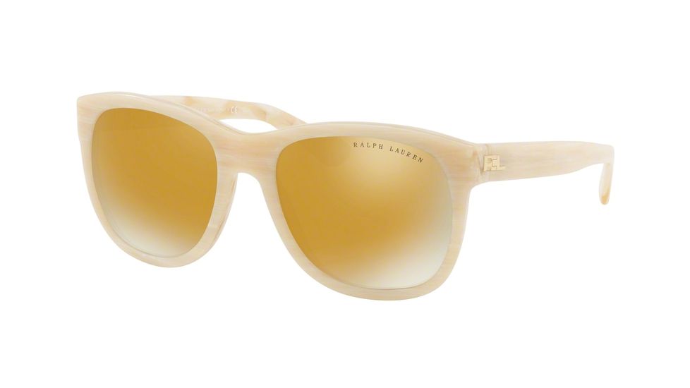 Ralph Lauren RL8141 Sunglasses 56467P-56 - Cream Horn Frame, Brown Mirror Gold Lenses