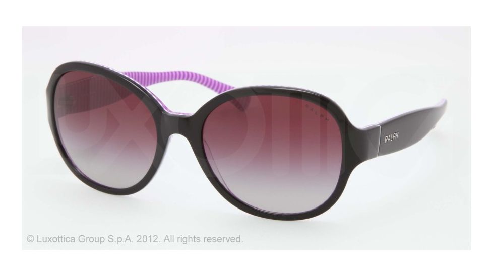 Ralph RA5167 RA5167 Progressive Prescription Sunglasses RA5167-10218H-56 - Lens Diameter 56 mm, Frame Color Black/purple Stripe
