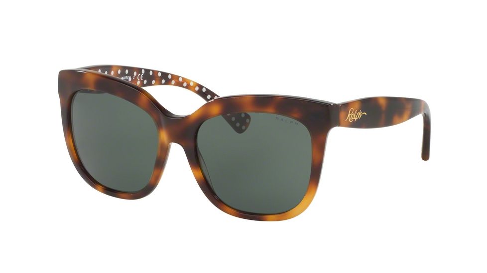 Ralph RA5213 Sunglasses 316071-55 - Tortoise Frame, Green Solid Lenses