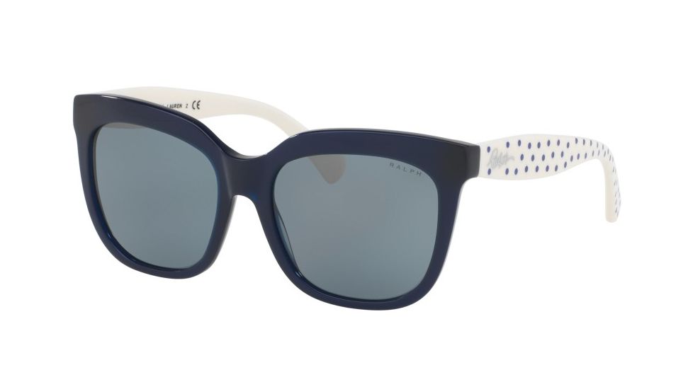 Ralph RA5213 Sunglasses 316280-55 - Navy/White Frame, Blue Solid Lenses