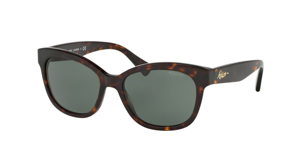 Ralph RA5218 Sunglasses 137871-55 - Dark Tortoise Frame, Green Solid Lenses