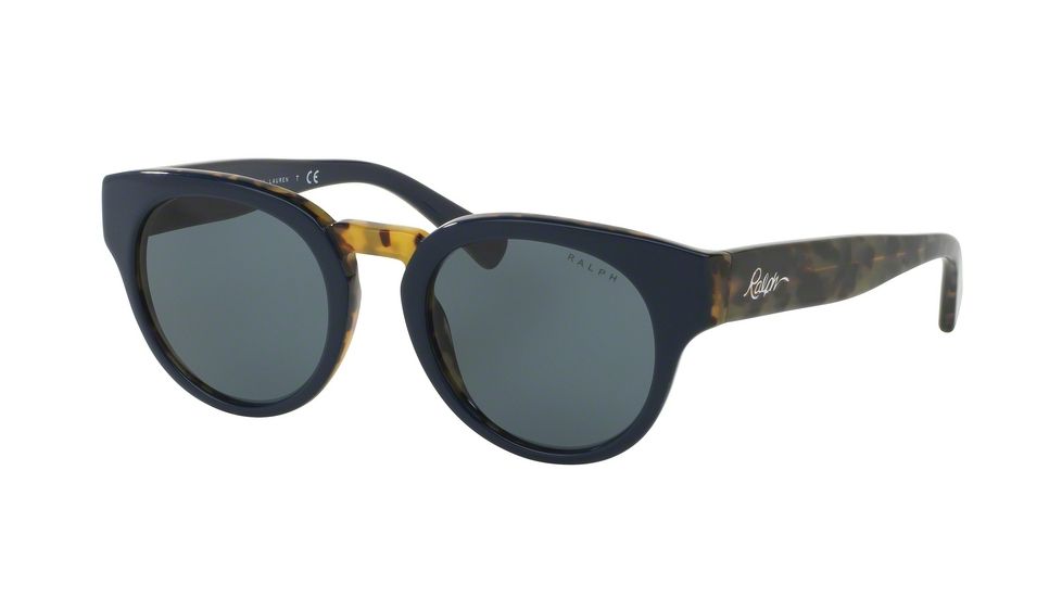 Ralph RA5227 Sunglasses 163387-50 - Navy / Tort Frame, Blue Solid Lenses
