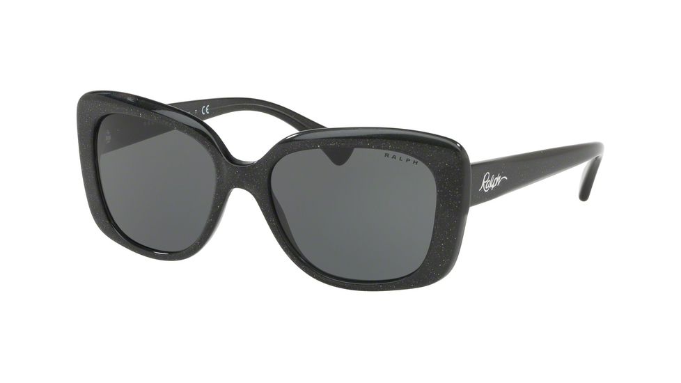 Ralph RA5241 Sunglasses 568187-55 - Shiny Black Glitter Frame, Grey Lenses