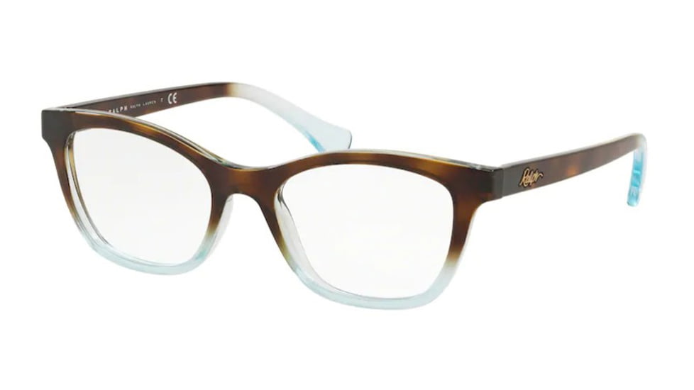 Ralph RA7101 Prescription Eyeglasses 5739-51 - Top Dark Havana On Azure Trasp