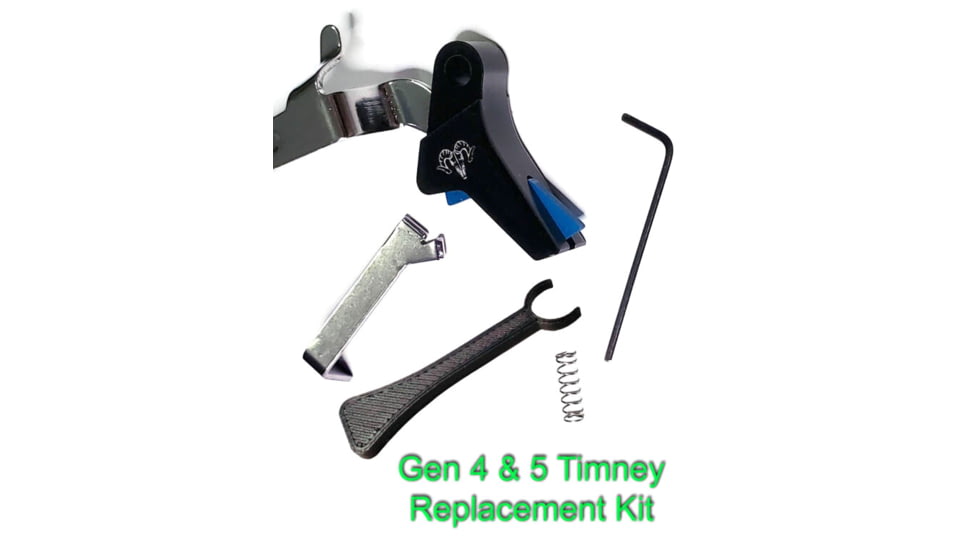 Ramm Tactical Gen 3-5 Glock Timney Leverage Enhancement Replacement Kit, Straight, Black w/black safety, RT-TIM-ST-BK