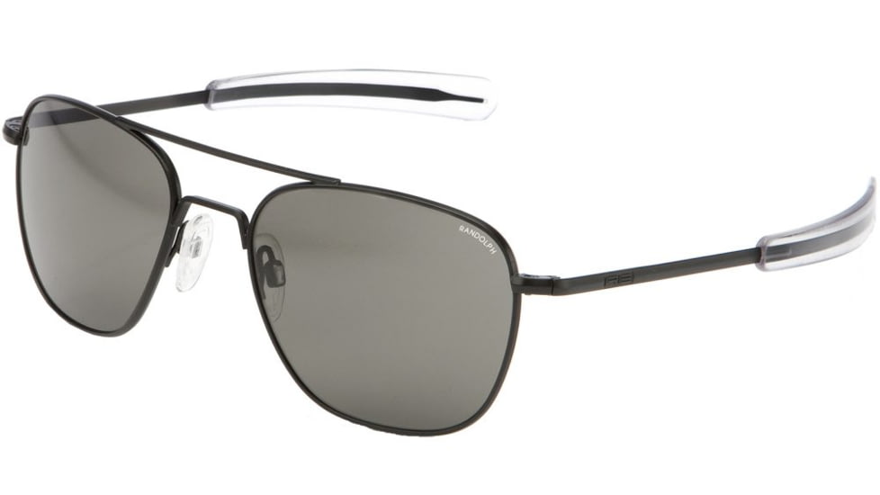 Randolph Aviator Sunglasses, Matte Black Frame, Gray Lens, AF015
