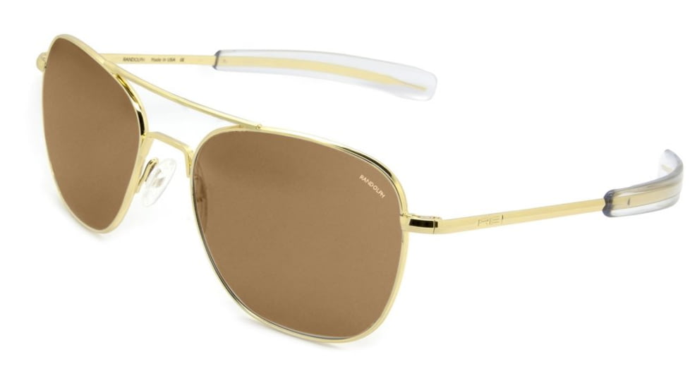 Randolph Aviator Sunglasses, Gold 23K Frame, Tan Lens, AF057