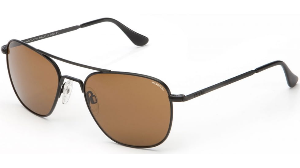 Randolph Aviator Sunglasses, Matte Black Frame, Tan Lens, AF062