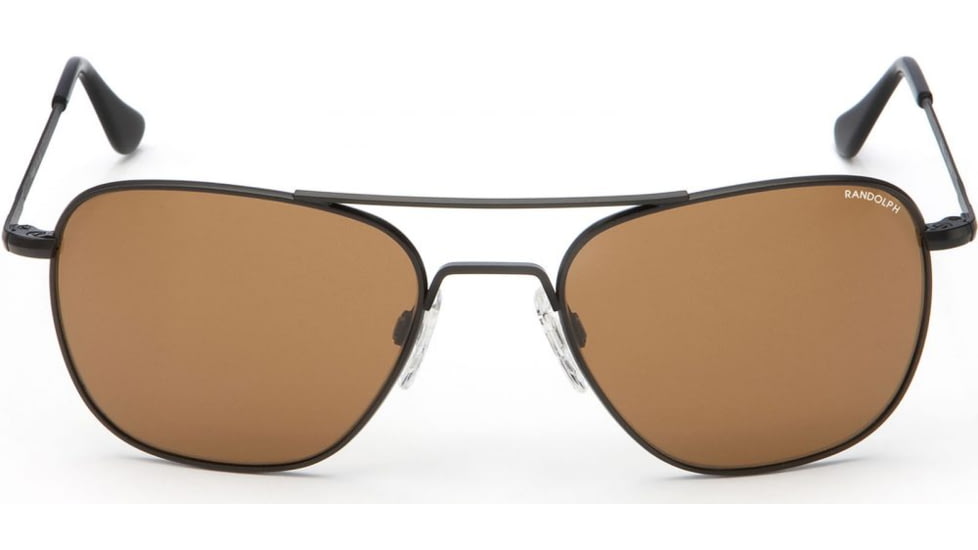 Randolph Aviator Sunglasses, Matte Black Frame, Tan Lens, AF062