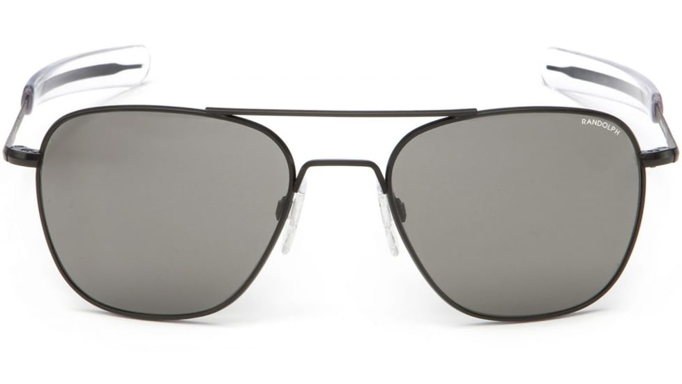 Randolph Aviator Sunglasses, Matte Black Frame, Gray Lens, AF065