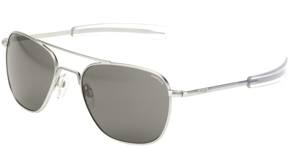 Randolph Aviator Sunglasses, Matte Chrome Frame, Gray Lens, AF088