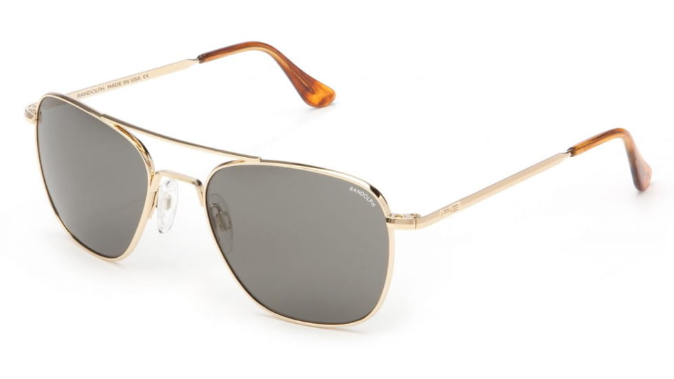 Randolph Aviator Sunglasses, Gold 23K Frame, Gray Lens, AF100