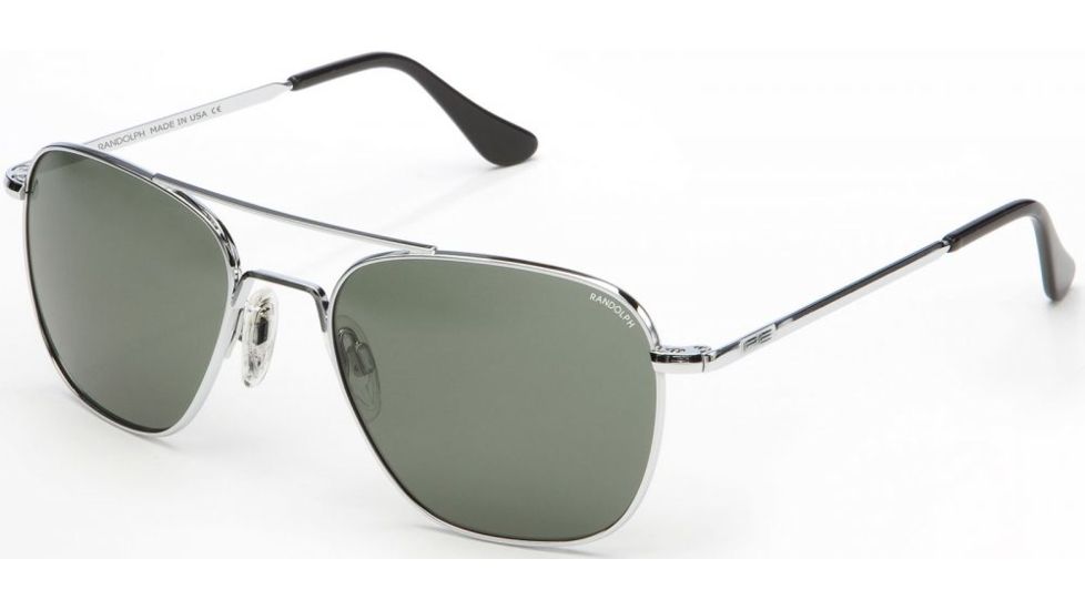 Randolph Aviator Sunglasses, Bright Chrome Frame, Agx Lens, AF124