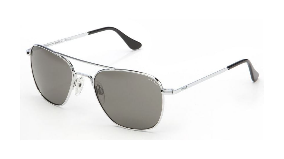 Randolph Aviator Bright Chrome Frame, Gray Glass Lens, Bright Chrome Frame, 55MM AF53411