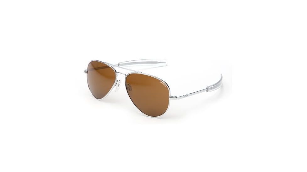Randolph Concorde Bright Chrome Frame, Tan Polarized Glass Lens, Bright Chrome Frame, 57MM CR73632
