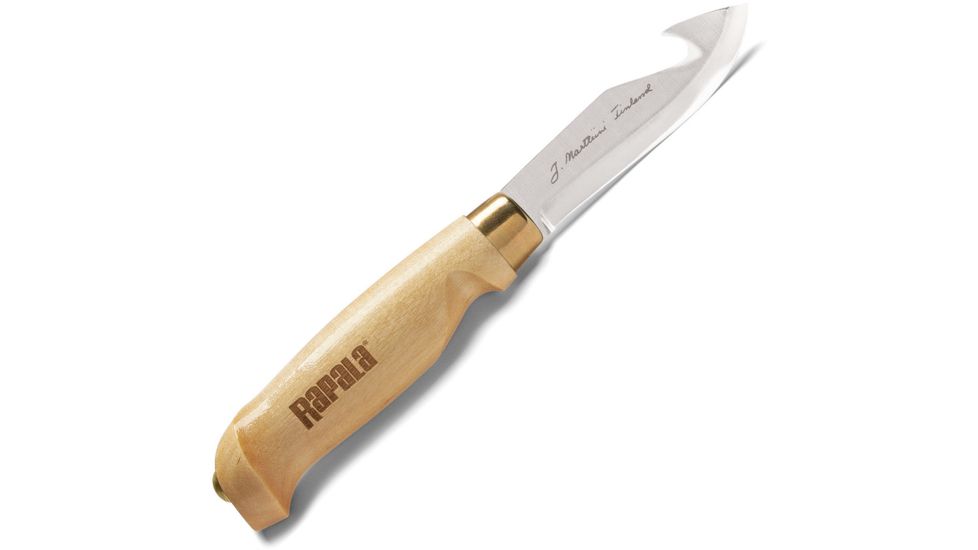 Rapala Fixed Blade Birch Fixed Blade Knife, 3.5in, German Steel, Standard Edge, Satin, Rapala Birch Wood Handle NK26296