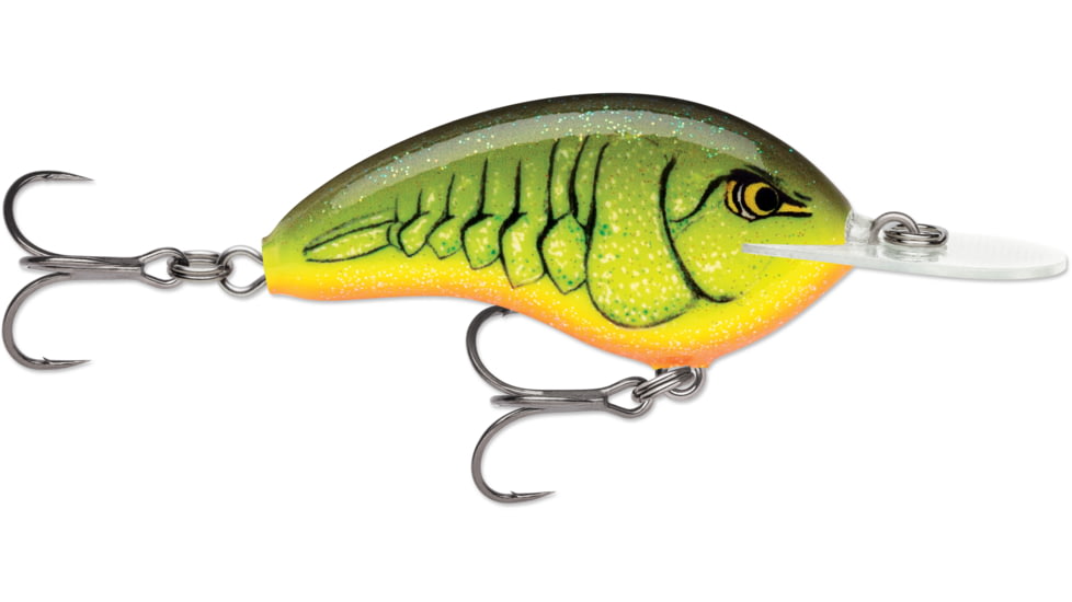 Rapala OG Deep Tiny 07 5/16 oz, 7' Depth, Two #5 Treble Hooks, Chartreuse Rootbeer Crawdad, OGT07CRTBC