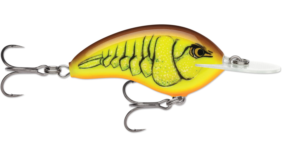 Rapala OG Deep Tiny 07 5/16 oz, 7' Depth, Two #5 Treble Hooks, Mossy Chartreuse Crawdad, OGT07MCC