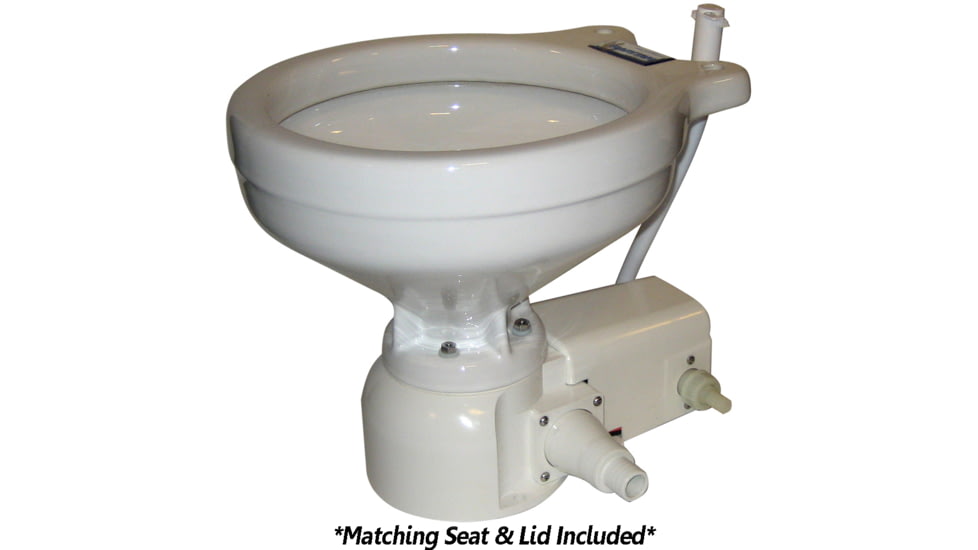 Raritan Sea Era Marine Size Toilet - Press - Fresh Water - 0 &amp; 90 Discharge - Smart Switch - 12V - White 55866