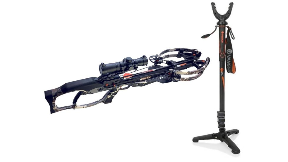 Ravin Predator R9 Crossbow, Predator Camo, R110 W/ Vanguard Veo Shooting Stick