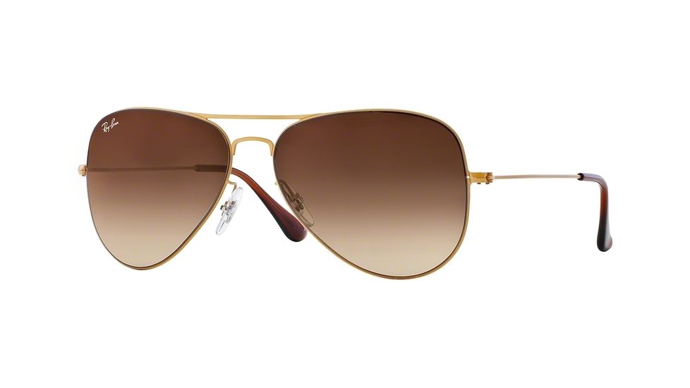 Ray-Ban AVIATOR FLAT METAL RB3513 Progressive Prescription Sunglasses RB3513-149-13-58 - Lens Diameter 58 mm, Frame Color Demi Gloss Sanblast Gold