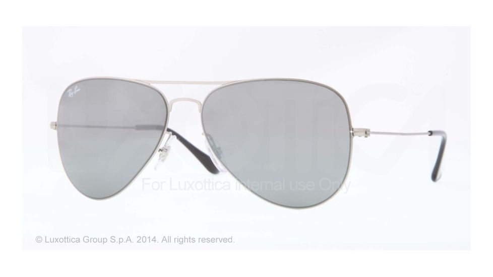 Ray-Ban AVIATOR FLAT METAL RB3513 Progressive Prescription Sunglasses RB3513-154-6G-58 - Lens Diameter 58 mm, Frame Color Demi Gloss Sandblast Silver