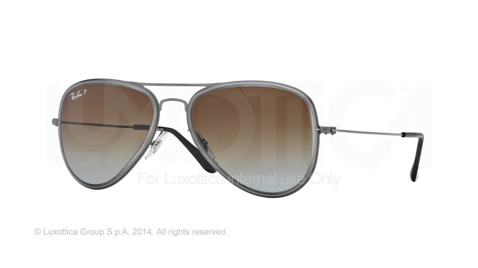 Ray-Ban AVIATOR FLAT METAL RB3513M Single Vision Prescription Sunglasses RB3513M-147-T5-56 - Lens Diameter 56 mm, Frame Color Demi Glos Sand Gunmetal