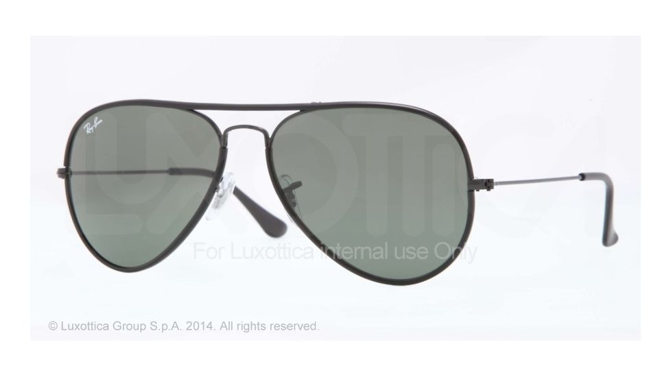 Ray-Ban AVIATOR FULL COLOR RB3025JM Sunglasses 002-55 - Black Frame, Crystal Green Lenses