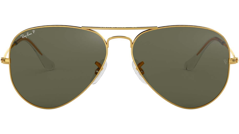 Ray-Ban Aviator Large Metal RB3025 Sunglasses, Arista Frame, Crystal Green Polarized 55 mm Lenses, 001-58-5514