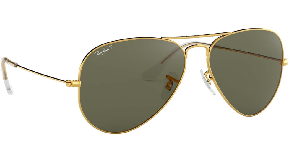 Ray-Ban Aviator Large Metal RB3025 Sunglasses, Arista Frame, Crystal Green Polarized 55 mm Lenses, 001-58-5514