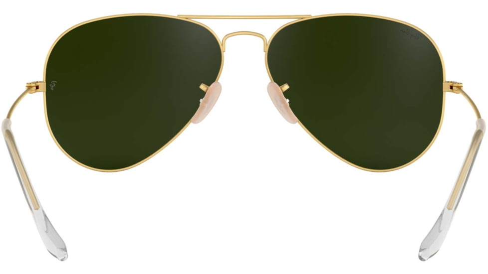 Ray-Ban Aviator Large Metal RB3025 Sunglasses, Matte Gold Frame, Crystal Green Mirror/Multi Blue Lenses, RB3025-112-17-5514