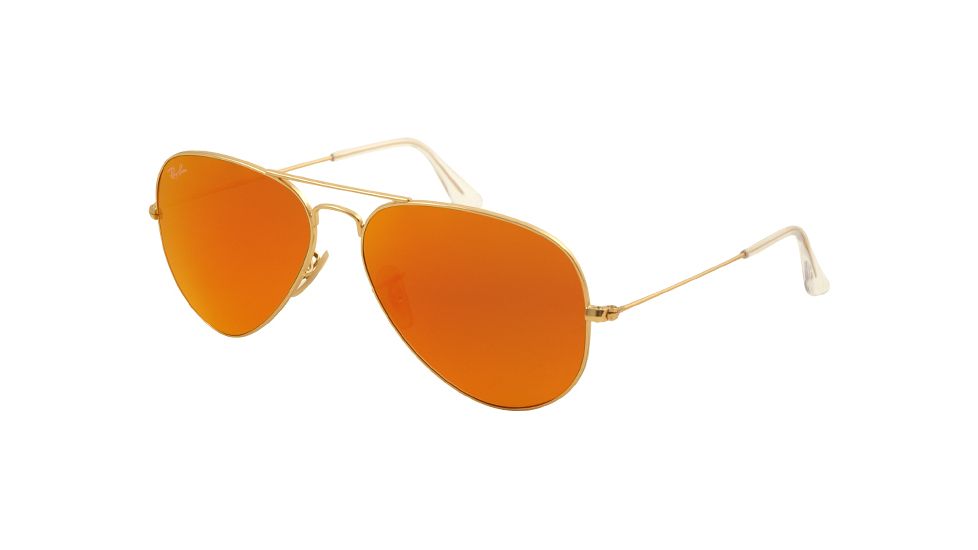 Ray-Ban Aviator Large Metal Sunglasses RB3025 112/69-5514 - Matte Gold Frame, Crystal Brown/Orange Mirror Lenses
