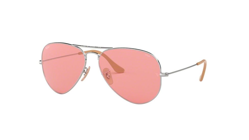 Ray-Ban Aviator Large Metal Sunglasses RB3025 9065V7-55 - Silver Frame, Pink Lenses