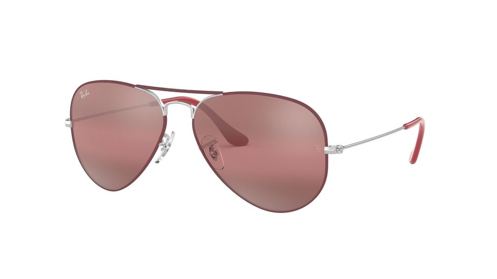 Ray-Ban Aviator Large Metal Prescription Sunglasses, 55mm, Bordeaux/Silver, RB3025-9155AI-55-SV