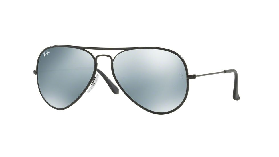 Ray-Ban Aviator RB3025JM Sunglasses 002/30-58 - Black Frame, Light Green Mirror Silver Lenses