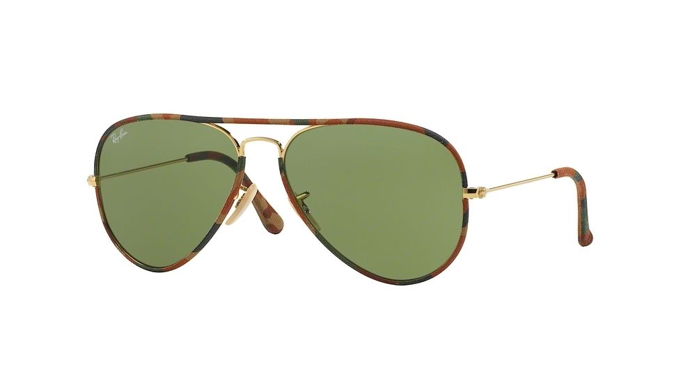 Ray-Ban Aviator RB3025JM Sunglasses 168/4E-58 - Gold Frame, Green Lenses