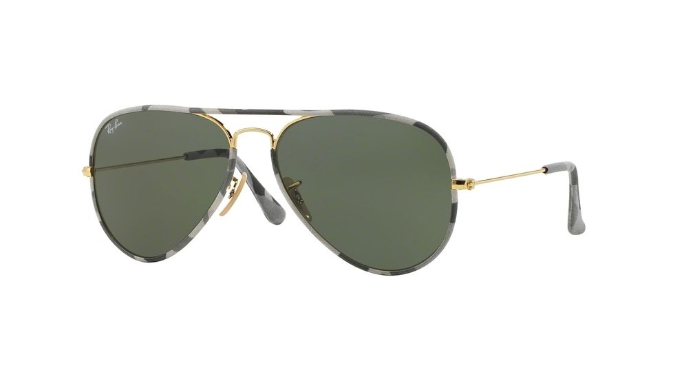 Ray-Ban Aviator RB3025JM Sunglasses 171-55 - Gold Frame, Green Lenses
